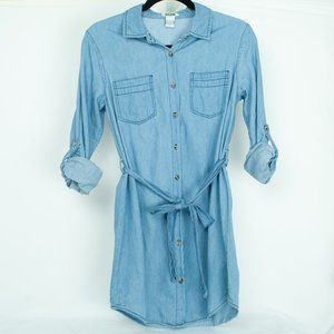 Dizzire - Denim Button Down Dress - Blue